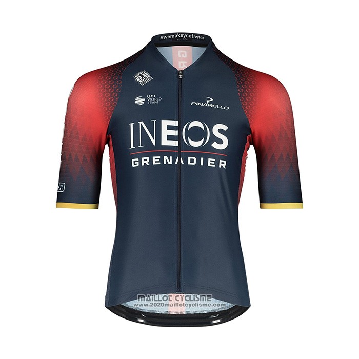 2022 Maillot Cyclisme Ineos Grenadiers Profond Bleu Rouge Manches Courtes et Cuissard